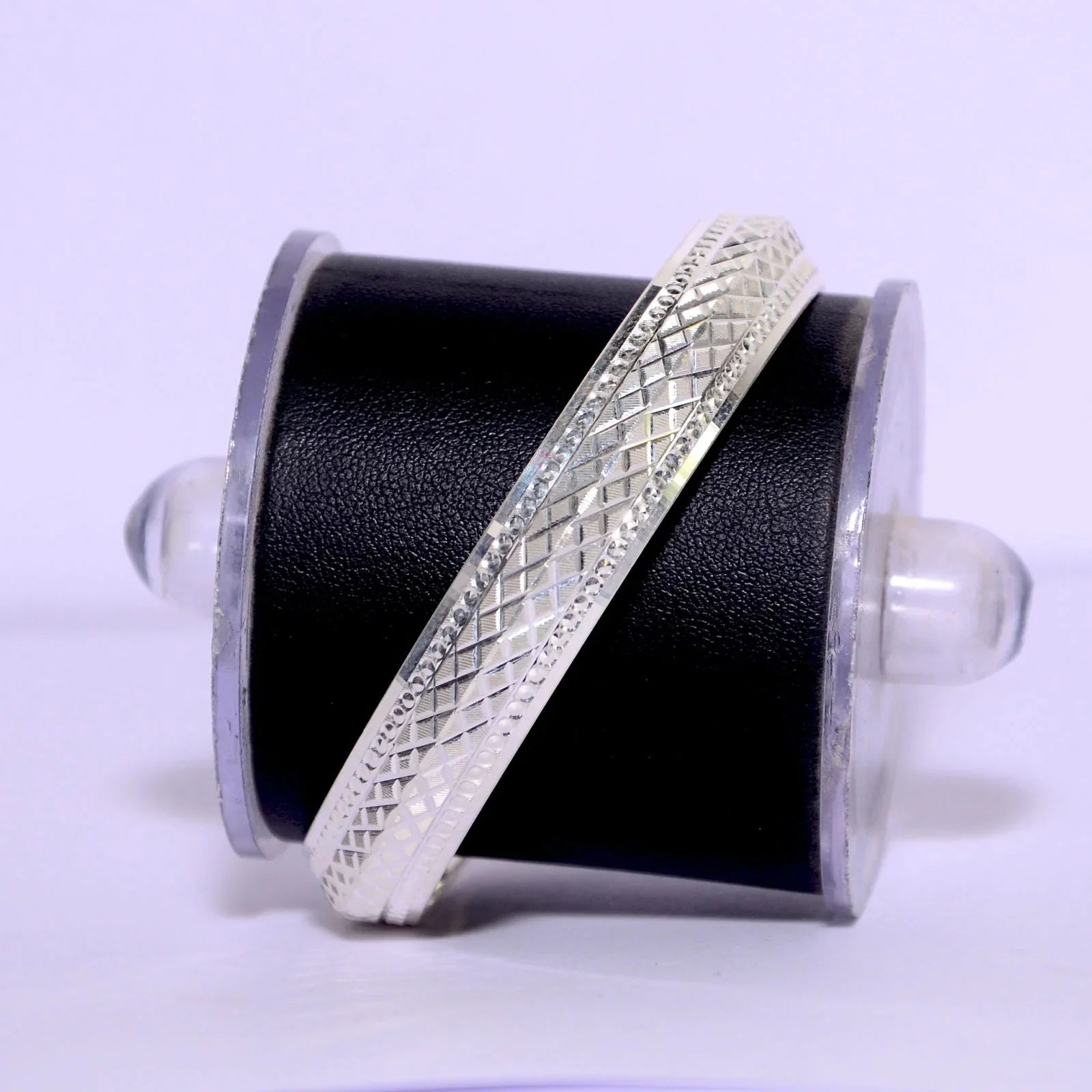 V-Shape Dot Design Silver Kada for Men | 925 Silver Kada – AJ Jewellers