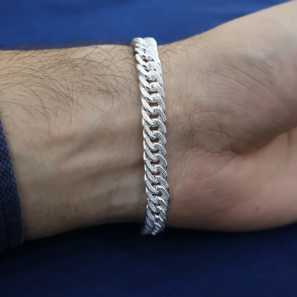 Heavy Look 925 Silver Curb Chain Bracelet for Men | Bold Design by AJ Jewellers
