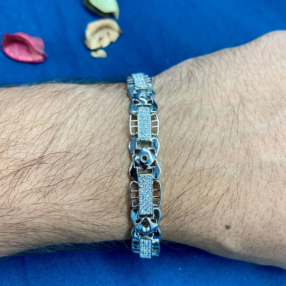 Iced Out Diamond 925 Pure Silver Bracelet for Men – AJ Jewellers