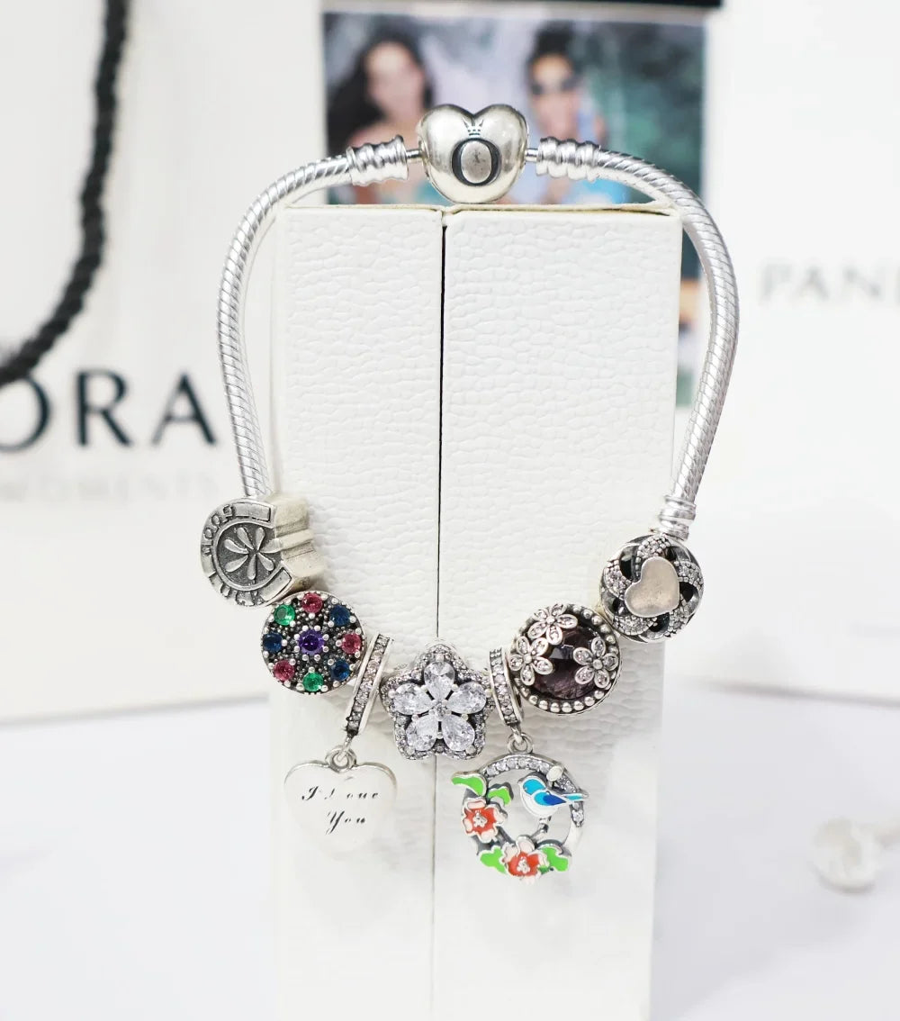 Pandora Bracelet for Women | Silver Flower Charm Pandora Bracelet for Girls – AJ Jewellers