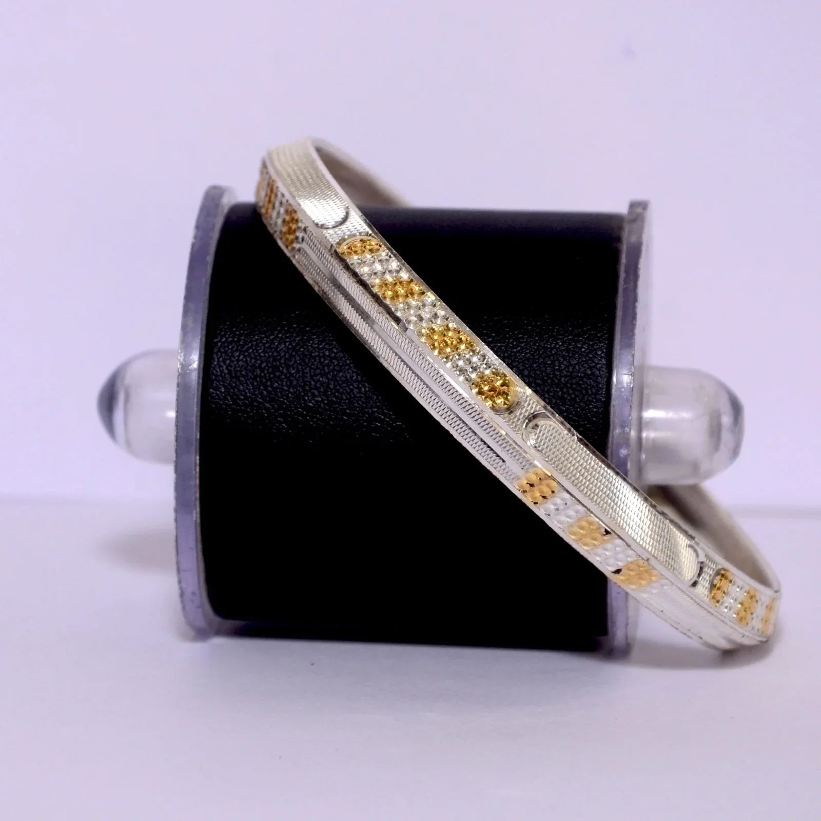 Gold Polished Silver Kada For Men | Pure Silver Men’s Kada – AJ Jewellers