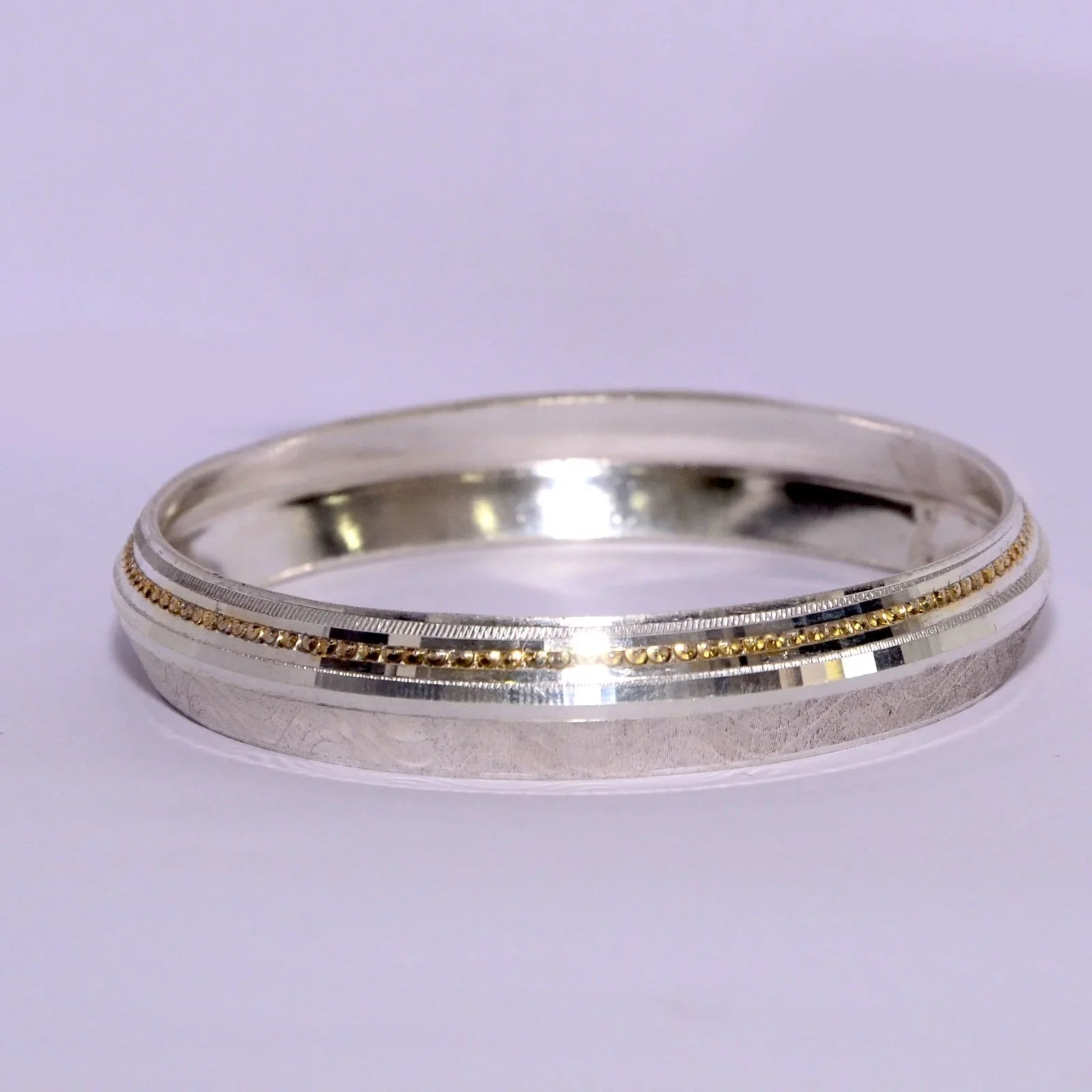 Golden Polished Line Silver Kada for Men | Classic Designer Kada – AJ Jewellers
