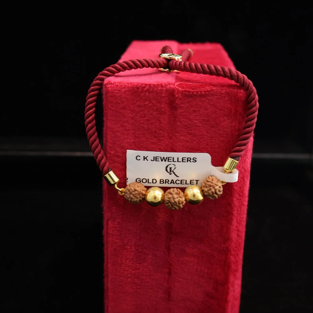 22K Gold 3 Rudraksha Rakhi Bracelet | BIS Hallmarked Pure Gold Rakhi – AJ Jewellers