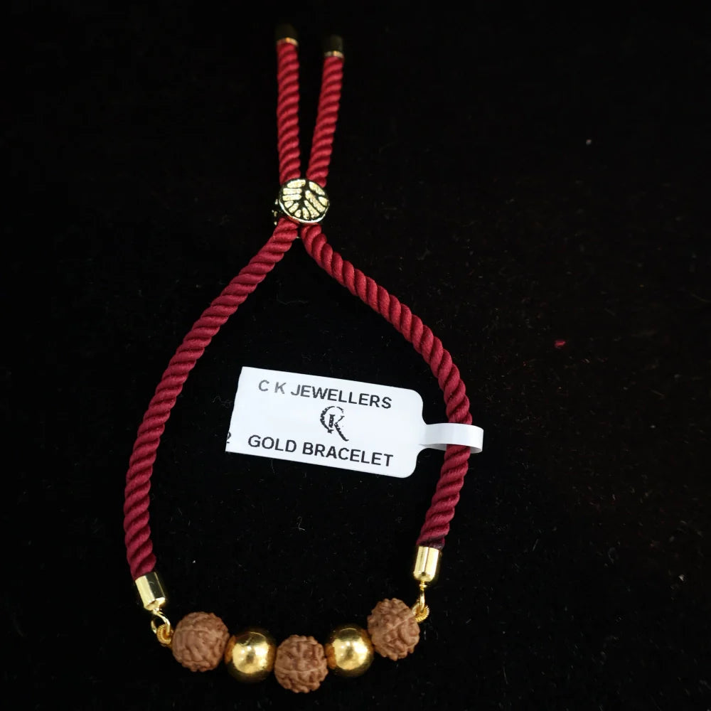 22K Gold 3 Rudraksha Rakhi Bracelet | BIS Hallmarked Pure Gold Rakhi – AJ Jewellers