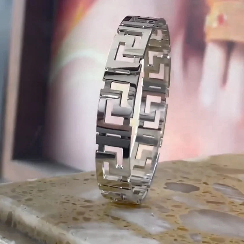 Versace Cut Design Silver Kada for Men | 925 Hallmarked Stylish Kada – AJ Jewellers
