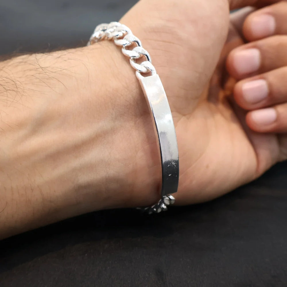 925 Silver Bracelet for Men with Engraving | Custom Name & Date – AJ Jewellers