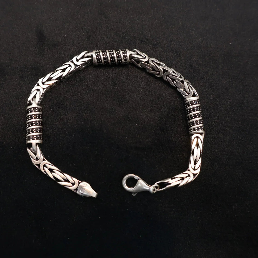 925 Silver Turkish Bracelet for Men with Black Stone  AJ Jewellers