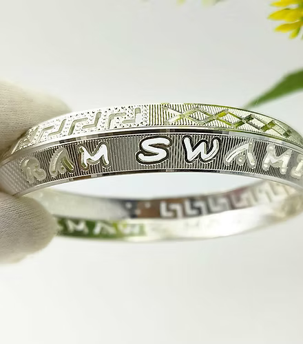 CNC Design Customised Name Pure Silver V-Shape Kada for Men | 50 gms – AJ Jewellers