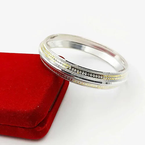 Double Dotted Design Pure Silver Kada for Men | 925 Silver Kada – AJ Jewellers