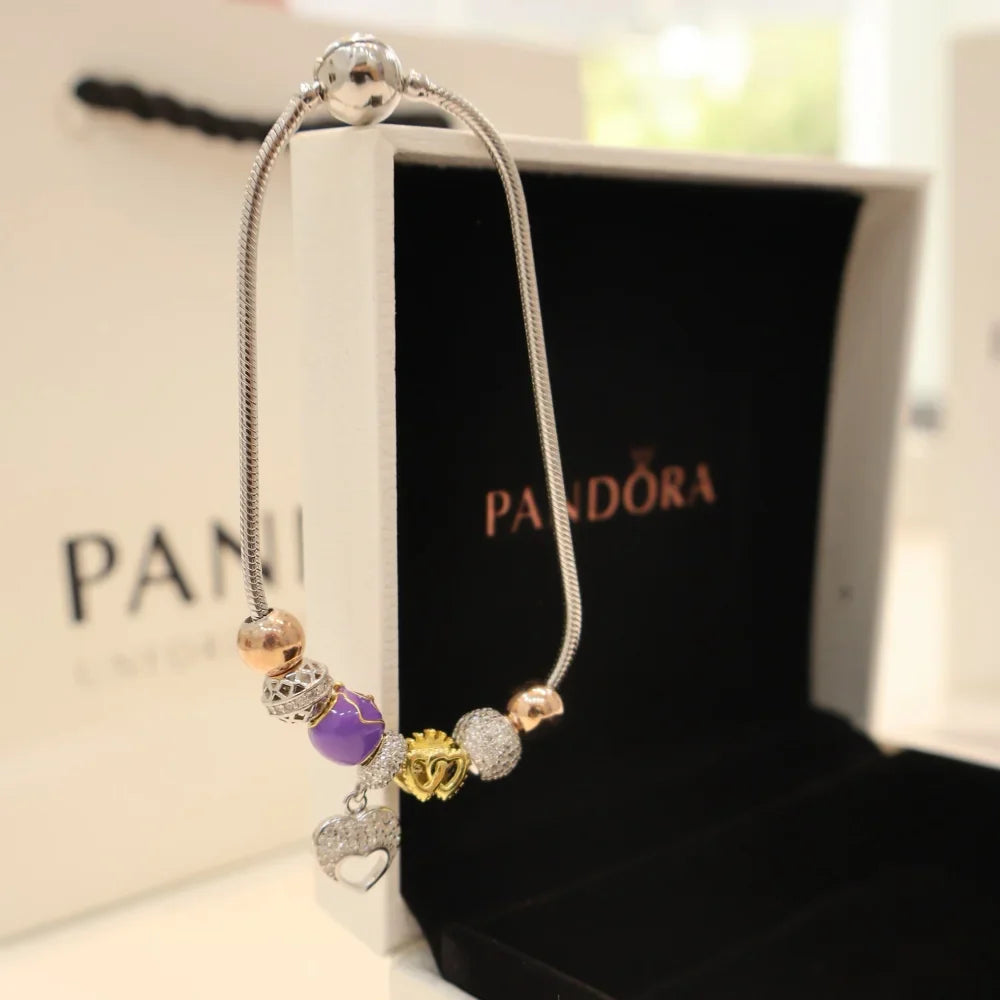 Gold Heart Silver Bracelet for Women | AJ Jewellers 925 Silver