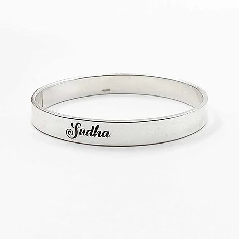 Fancy Signature Style Customised Name Pure Silver Kada for Men 30 gm | AJ Jewellers