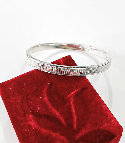Flat Cross Cut Pure Silver Kada for Men & Women  AJ Jewellers