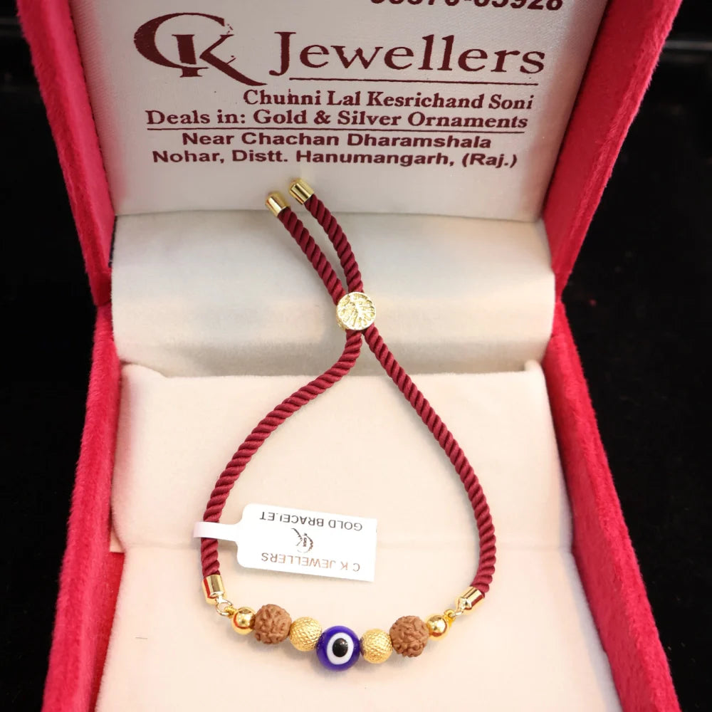 Gold Bracelet Evil Eye Rakhi – 22 Carat | BIS Hallmarked | AJ Jewellers
