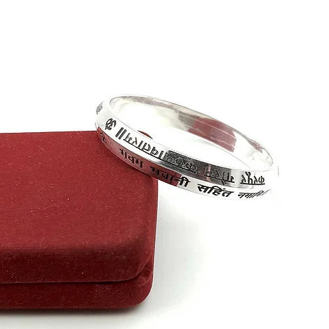 Heavy Solid Mantra + Om + Trishul Design Customised Silver Kada for Men 95 gm | AJ Jewellers