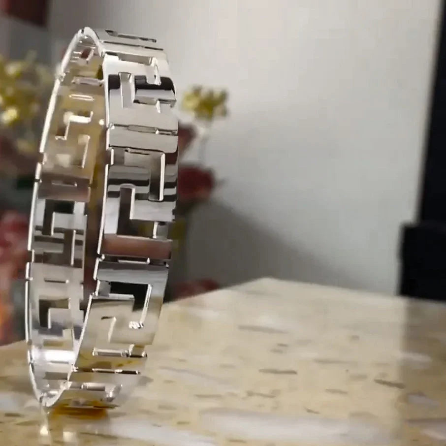 Versace Cut Design Silver Kada for Men | 925 Hallmarked Stylish Kada – AJ Jewellers