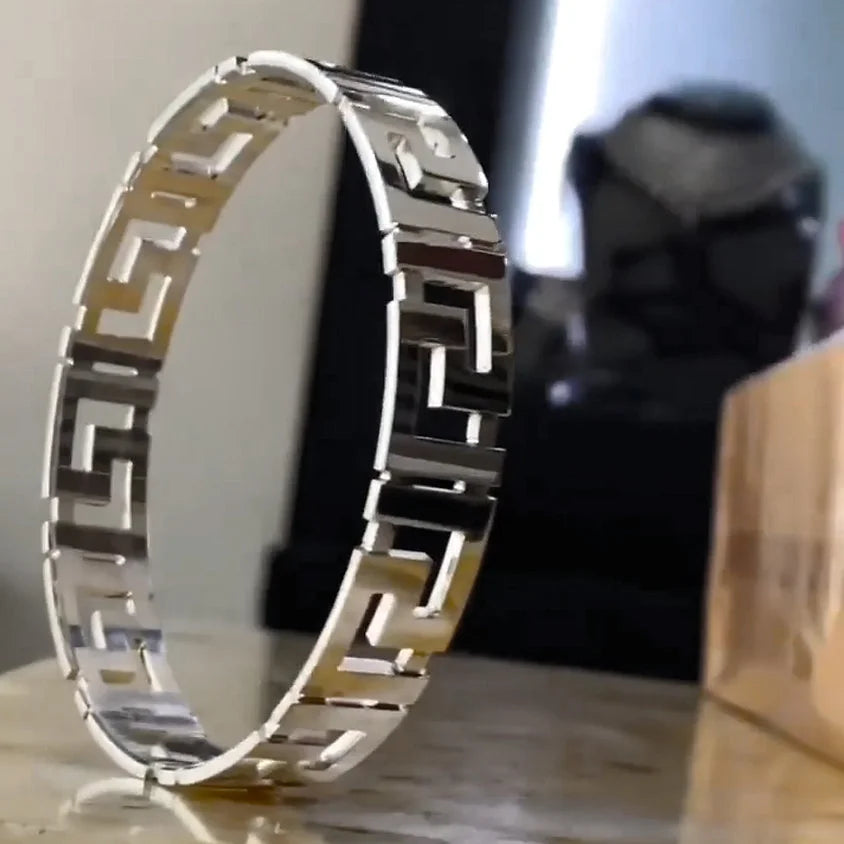 Versace Cut Design Silver Kada for Men | 925 Hallmarked Stylish Kada – AJ Jewellers