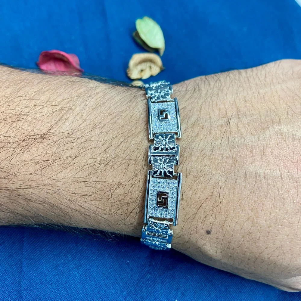 Iced Out Diamond 925 Pure Silver Bracelet for Men – AJ Jewellers
