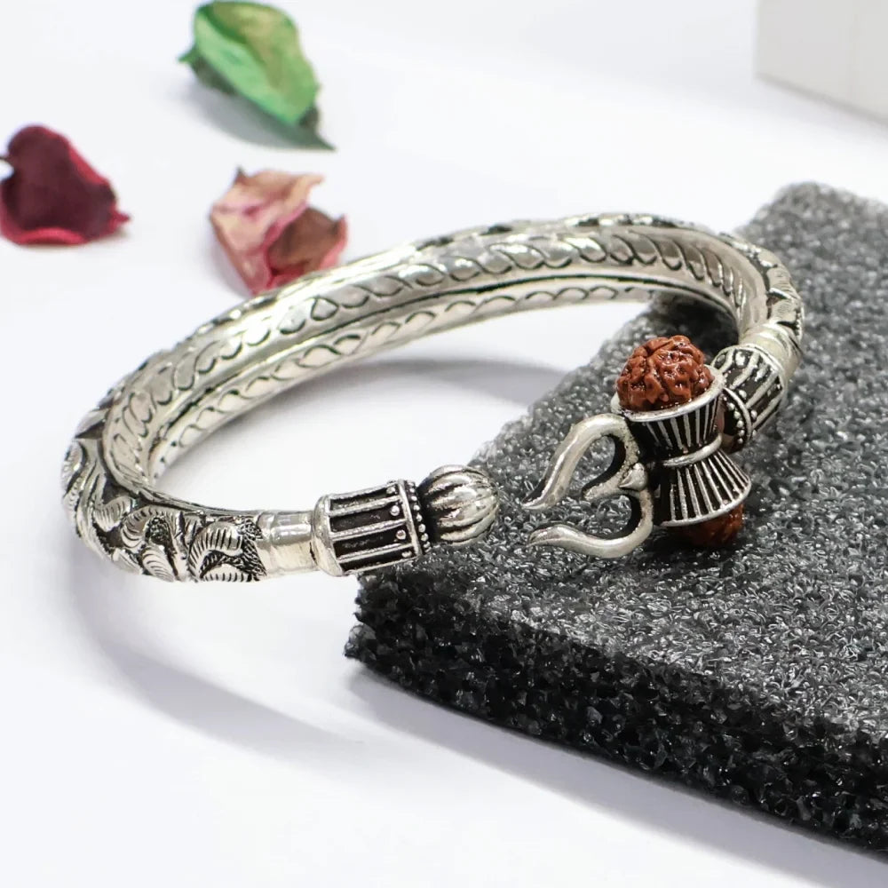 Lord Shiva Trishul Silver Kada for Men | 925 Sterling Silver Kada – AJ Jewellers