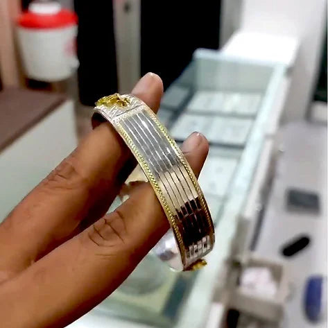 Mahadev Lining Pattern Pure Silver Kada 70 gm | 925 Sterling Silver Kada – AJ Jewellers