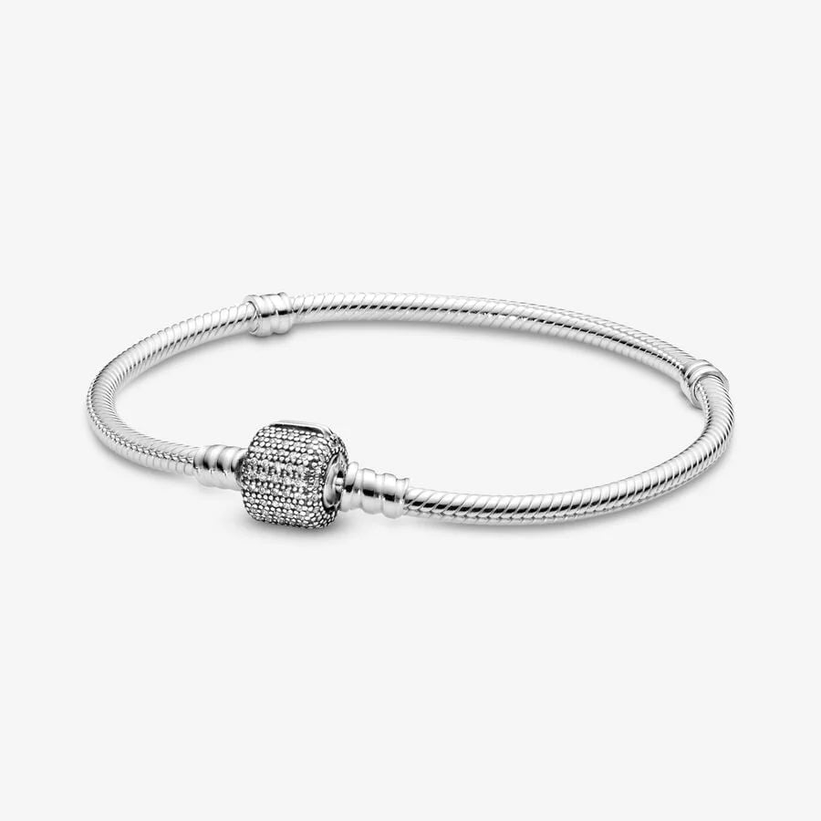 Pandora Moments Sparkling Pavé Clasp Snake Chain Bracelet | 925 Sterling Silver Bracelet – AJ Jewellers
