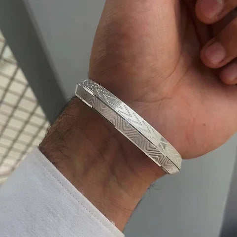 Platinum Finishing V-Shape Wave Silver Kada 50 gm | 925 Silver Kada – AJ Jewellers