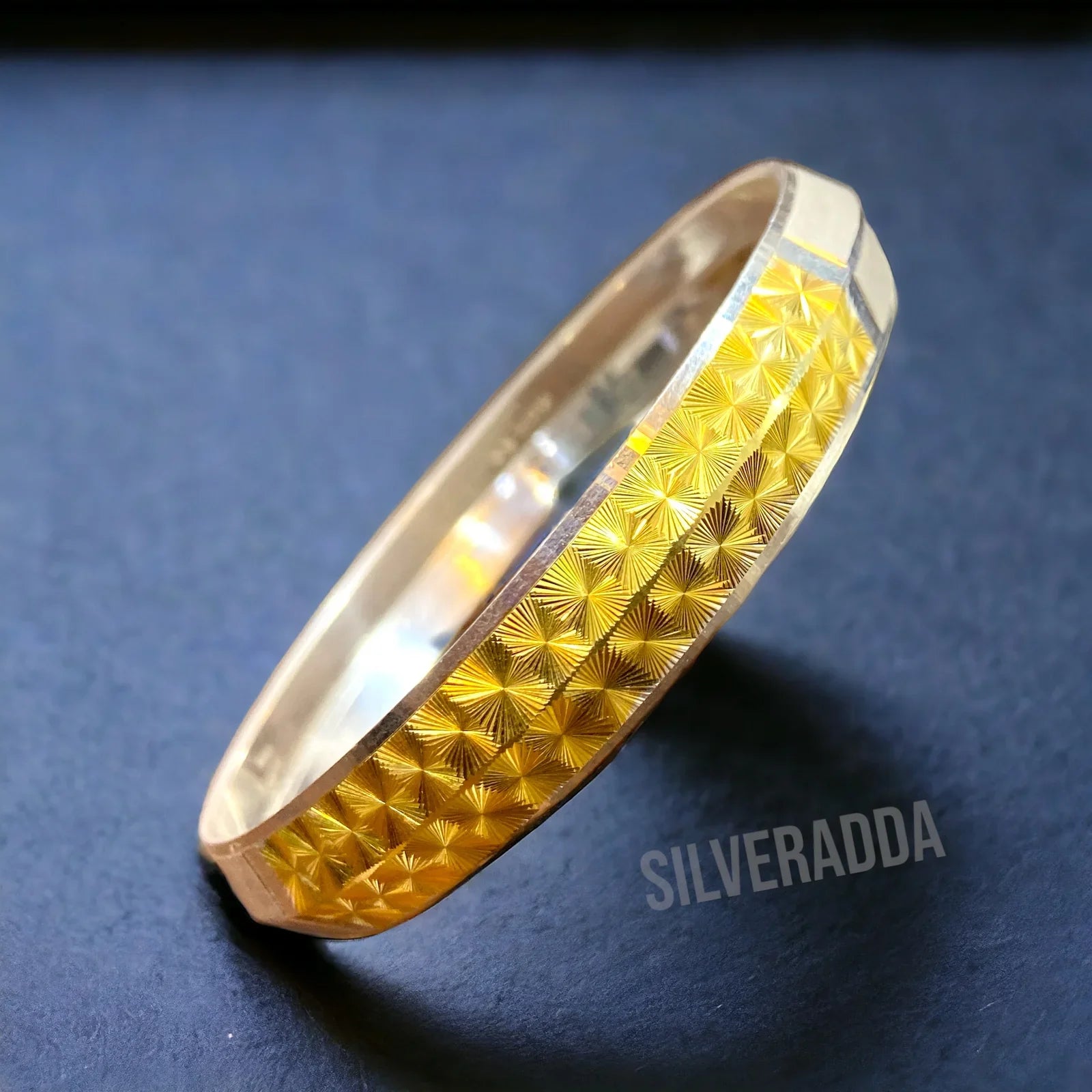 Punjabi Pure Silver Kada For Men | Golden Polished Silver Kada – AJ Jewellers