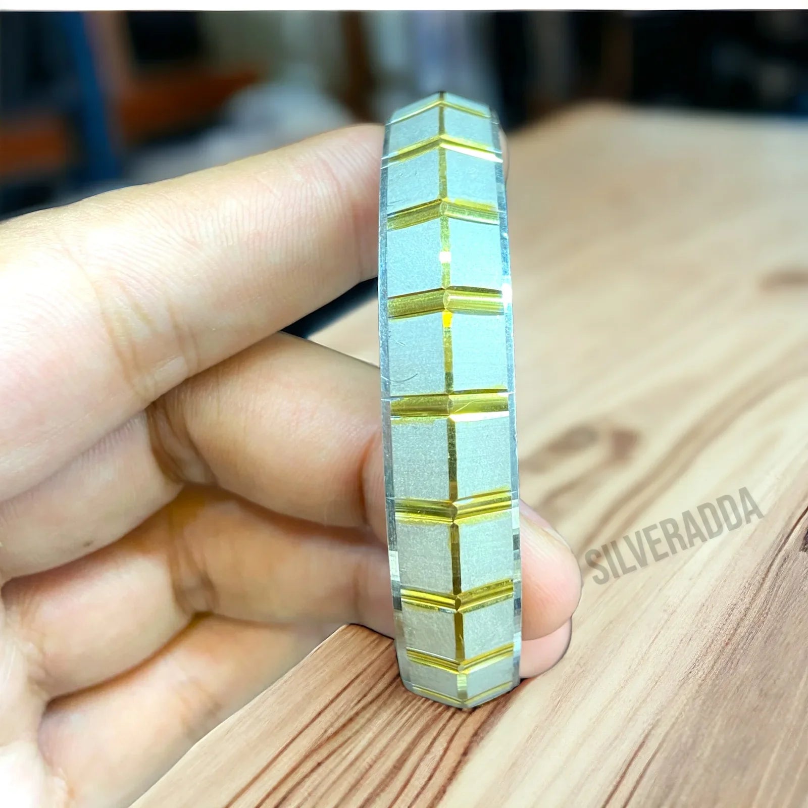 Punjabi Pure Silver Kada For Men | Golden Silver Kada – AJ Jewellers