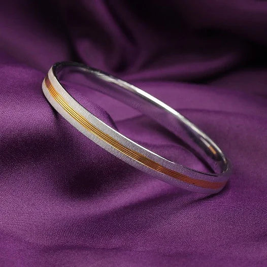 Pure Silver Kada for Men | Golden Line 925 Silver Kada – AJ Jewellers