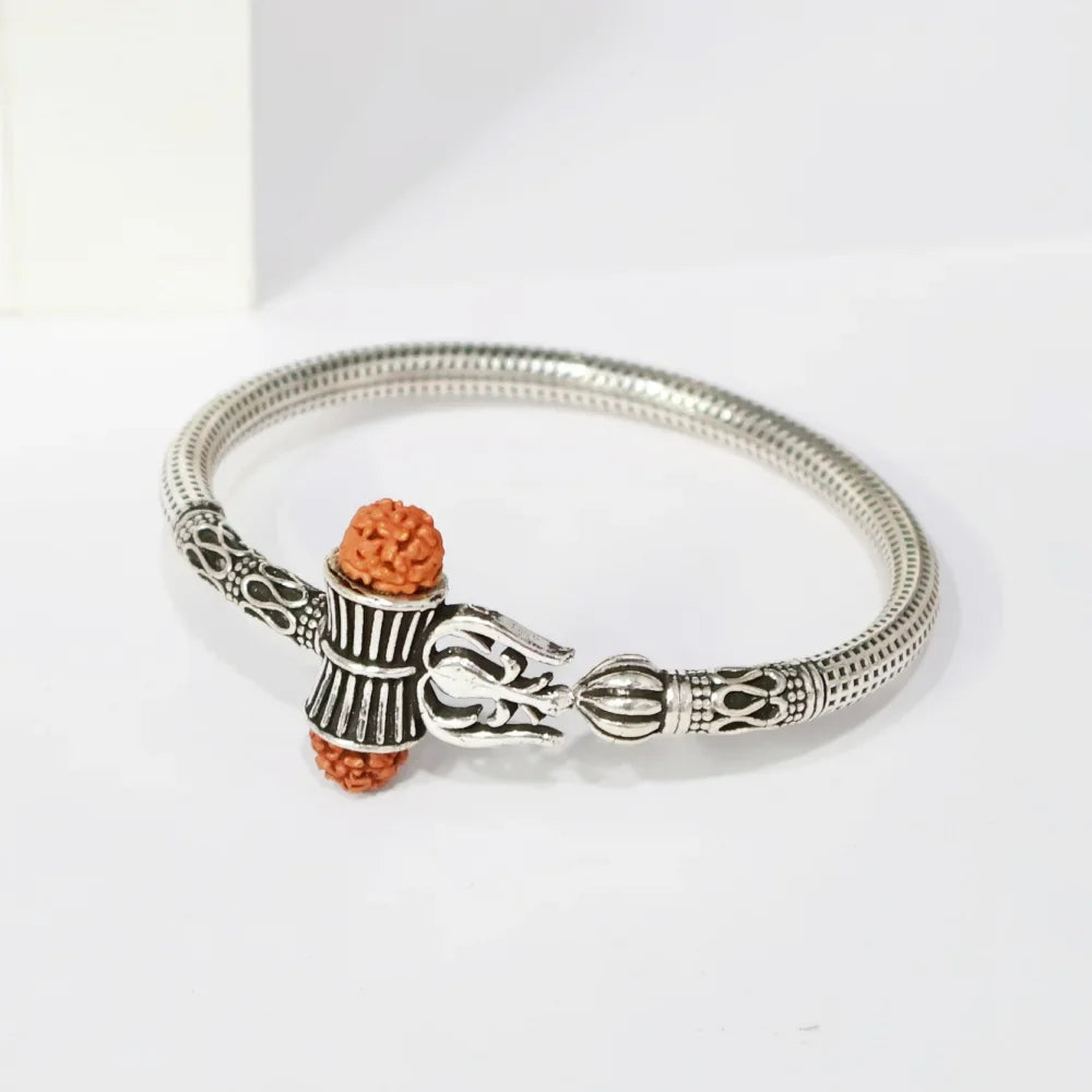 Pure Silver Trishul Mahakal Kada For Men – AJ Jewellers