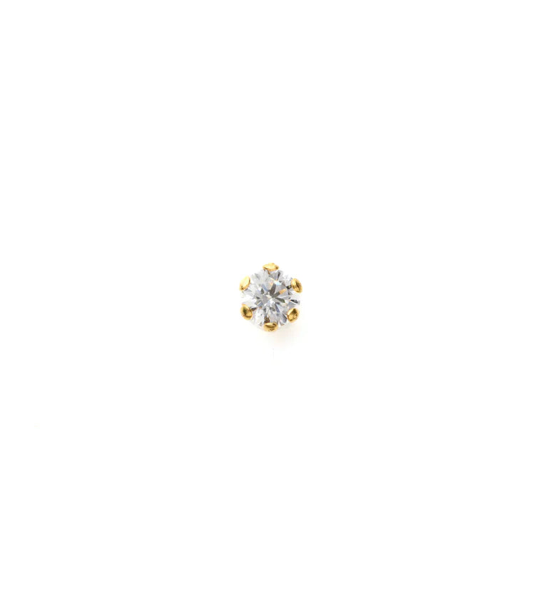 Round Stone Gold Nose Pin for Women | Elegant Daily Wear Nose Pin by AJ Jewellers