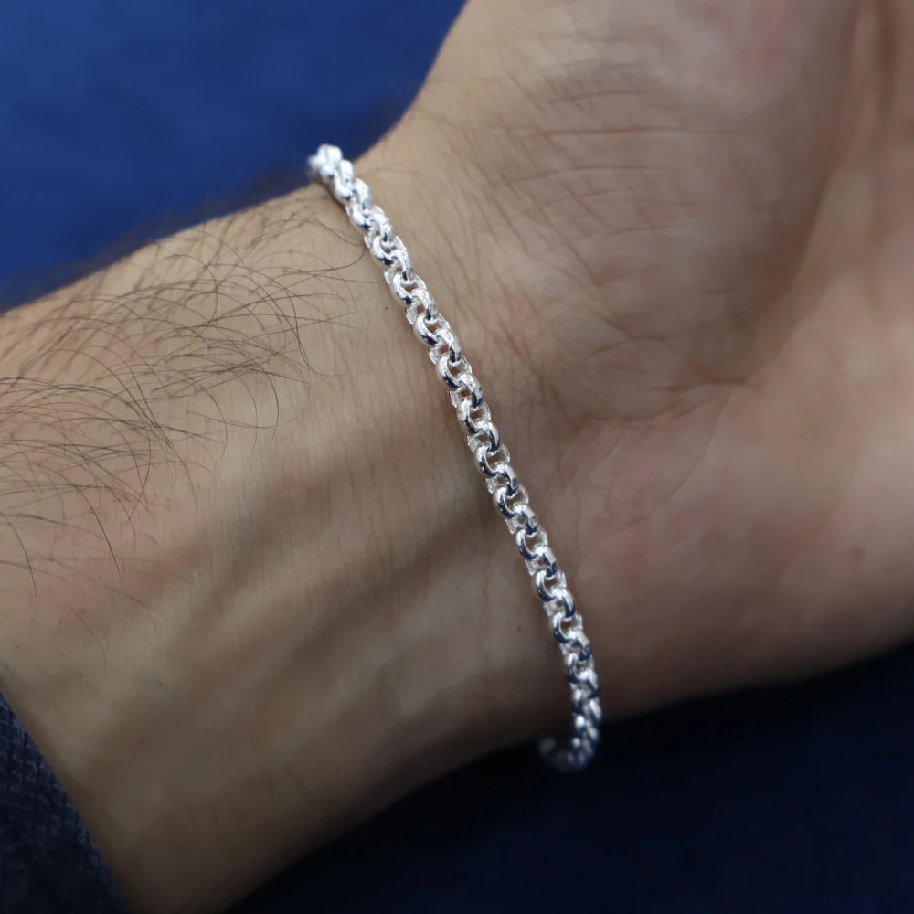 Silver Link Chain Bracelet for Men – Sleek & Stylish Design | AJ Jewellers