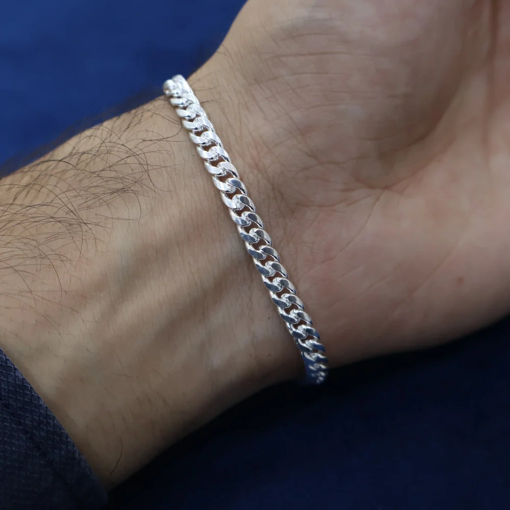 Silver Curb Chain Bracelet for Men | AJ Jewellers | Sleek & Stylish Gift for Him