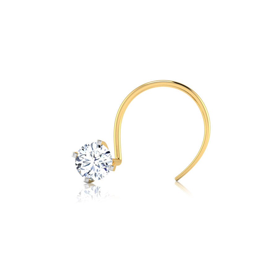Single AD Gold Nose Pin – Elegant Sparkle for Everyday Style | AJ Jewellers