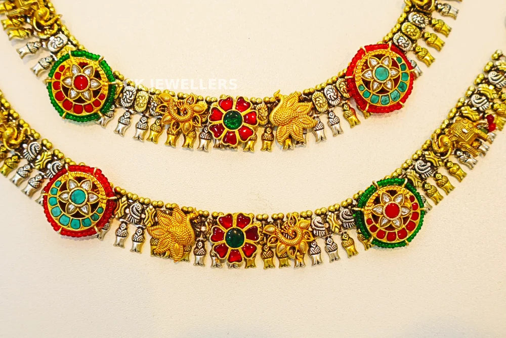 Two Tone 925 Pure Silver Payal for Women | Heavy Anklet – 182g Approx | AJ Jewellers