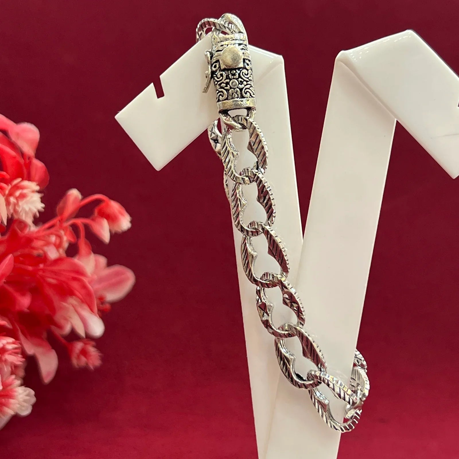925 Silver Bracelet for Men | Antique Lock Design Silver Bracelet – AJ Jewellers