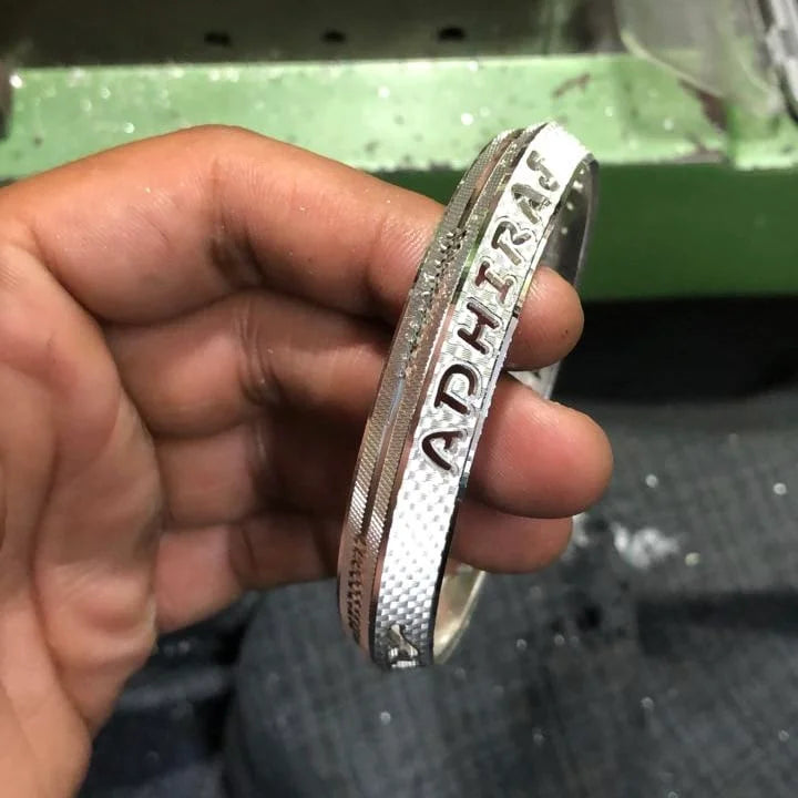 Customised Silver Name Kada – Personalized 925 Silver Kada for Men & Women | AJ Jewellers
