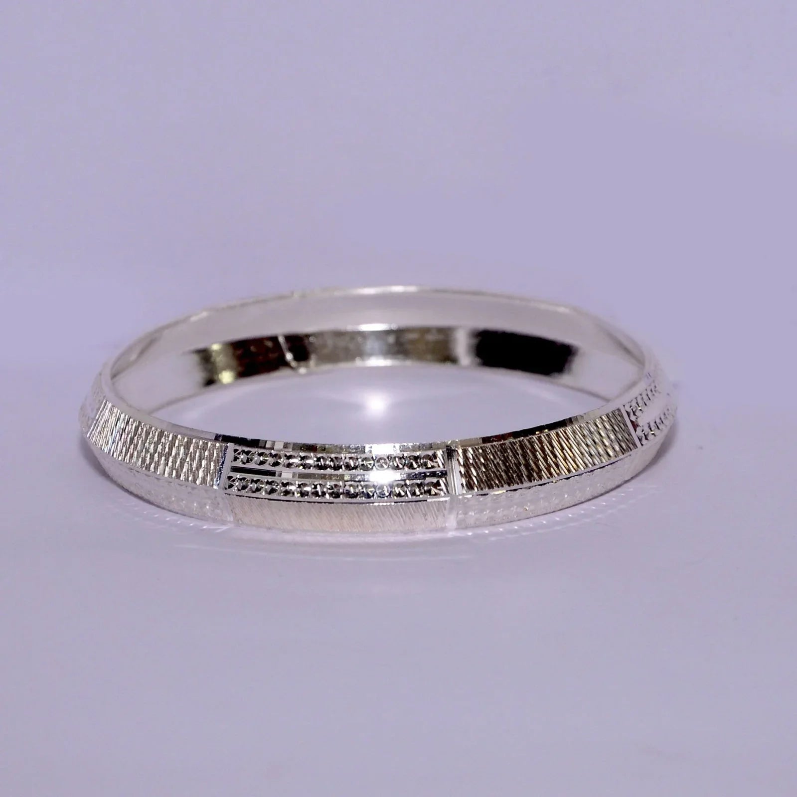 Multi Designed V-Shape Silver Kada | 925 Sterling Silver Kada – AJ Jewellers